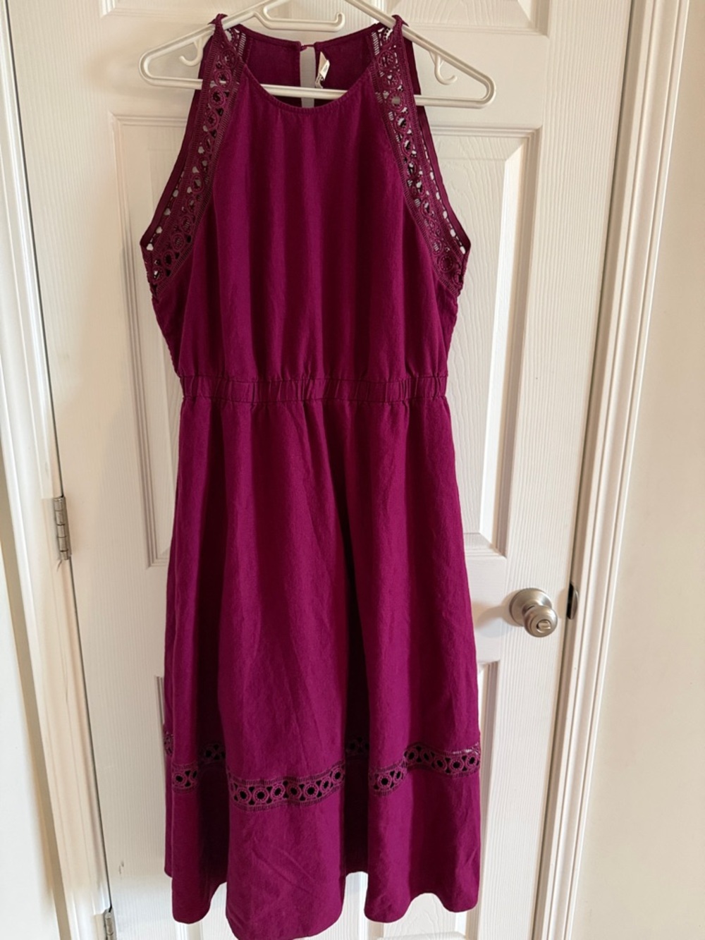 RW&CO. Magenta Crochet-Trim Maxi Dress